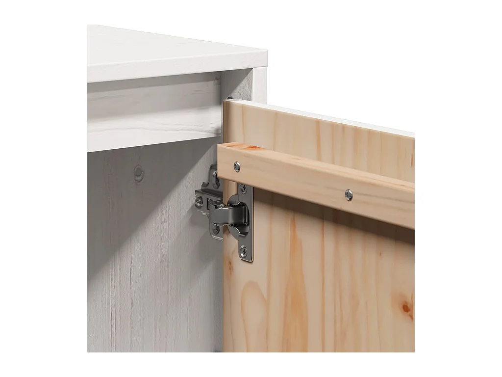 Eldir  Meuble TV Blanc 110,5x35x44 cm Bois de pin massif