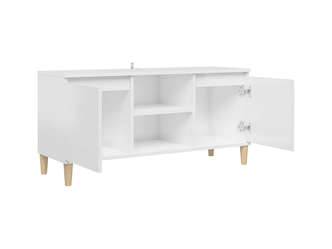 Xara  Tv-meubel met houten poten 103,5x35x50 cm hoogglans wit
