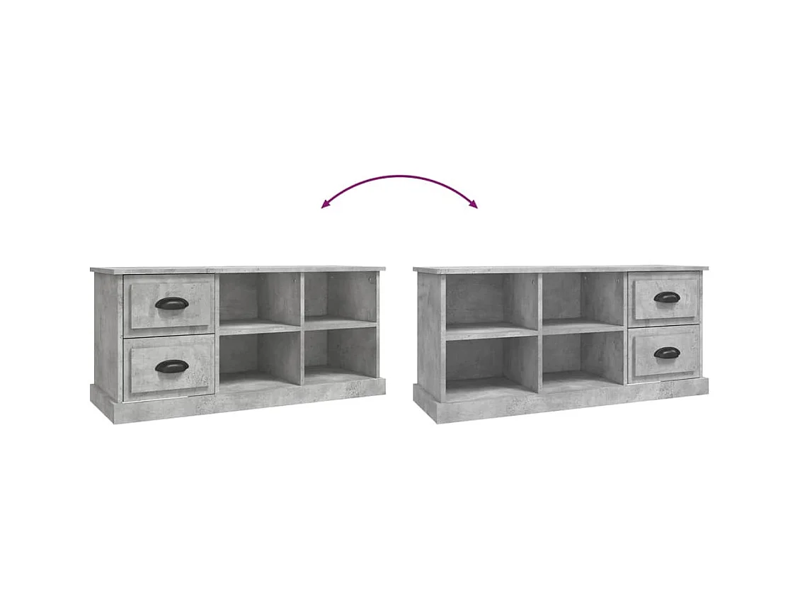 Landisville  Meuble TV gris béton 102x35,5x47,5 cm bois d'ingénierie