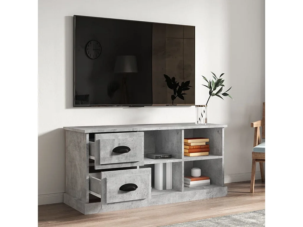 Landisville  Meuble TV gris béton 102x35,5x47,5 cm bois d'ingénierie