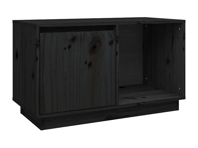 François-Paul  Meuble TV Noir 74x35x44 cm Bois de pin massif