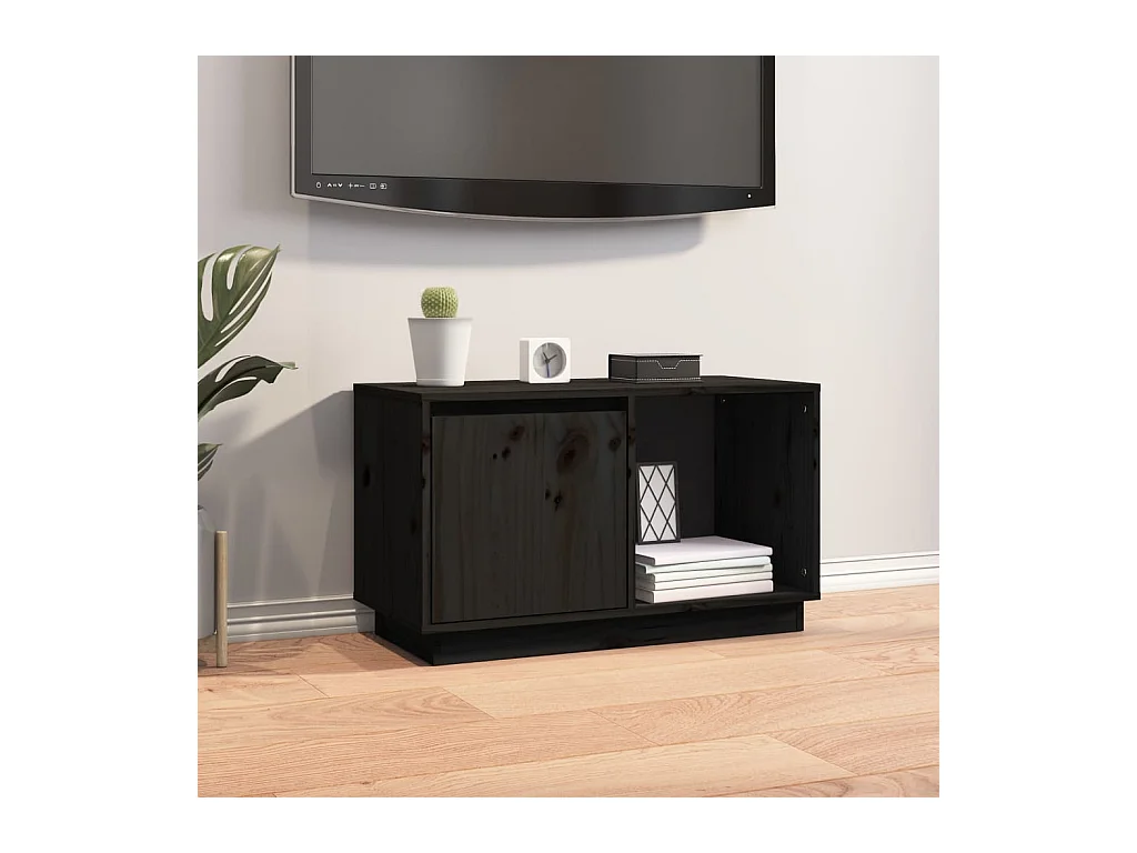 François-Paul  Tv-meubel 74x35x44 cm massief grenenhout zwart