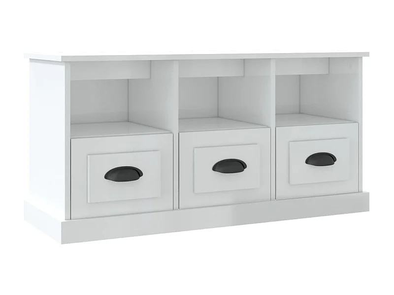 Galynra  Meuble TV blanc brillant 100x35x50 cm bois d'ingénierie