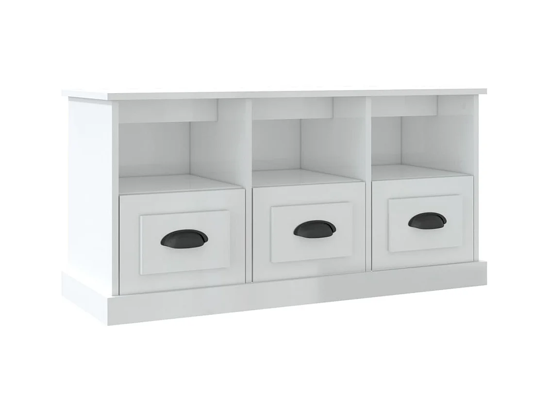 Galynra  Meuble TV blanc brillant 100x35x50 cm bois d'ingénierie