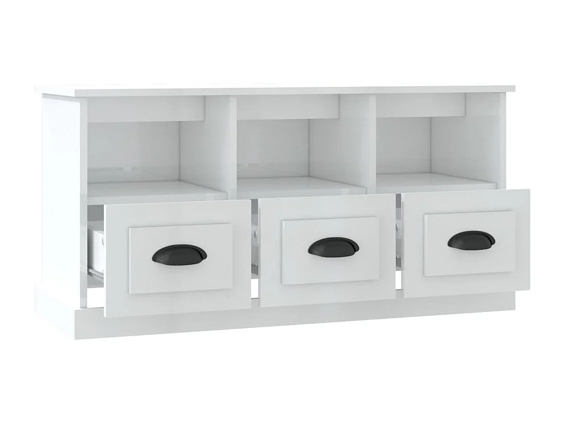 Galynra  Meuble TV blanc brillant 100x35x50 cm bois d'ingénierie
