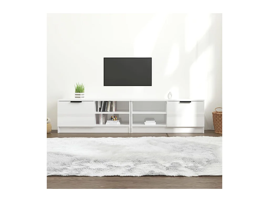 Bryvra  Tv-meubels 2 st 80x35x36,5 cm bewerkt hout hoogglans wit