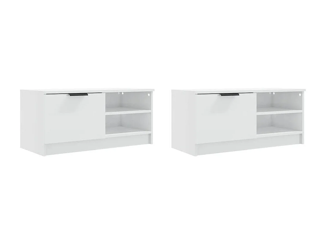 Bryvra  Meubles TV 2 pcs Blanc brillant 80x35x36,5 cm Bois d'ingénierie