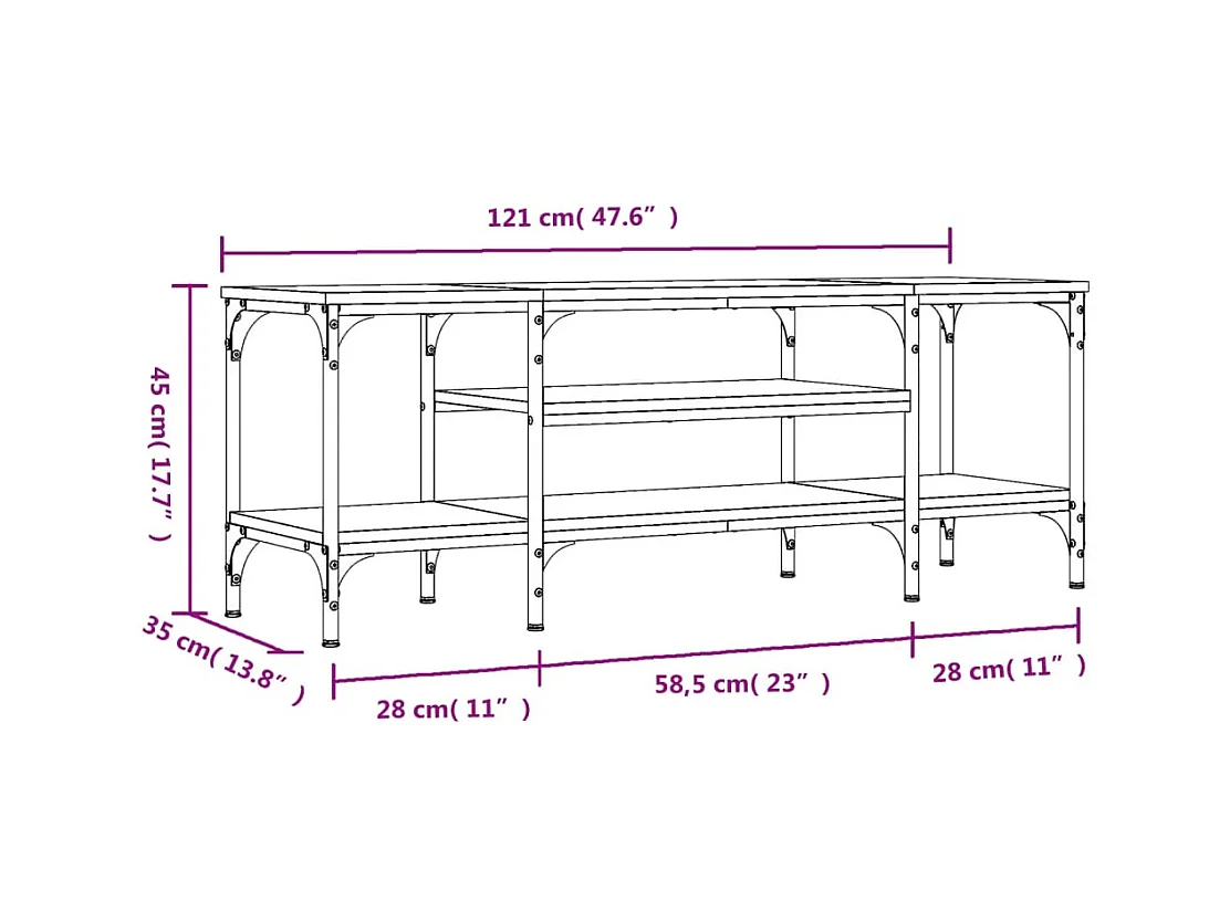 Numa  Mueble TV madera ingeniería y erro roble ahumado 121x35x45 cm