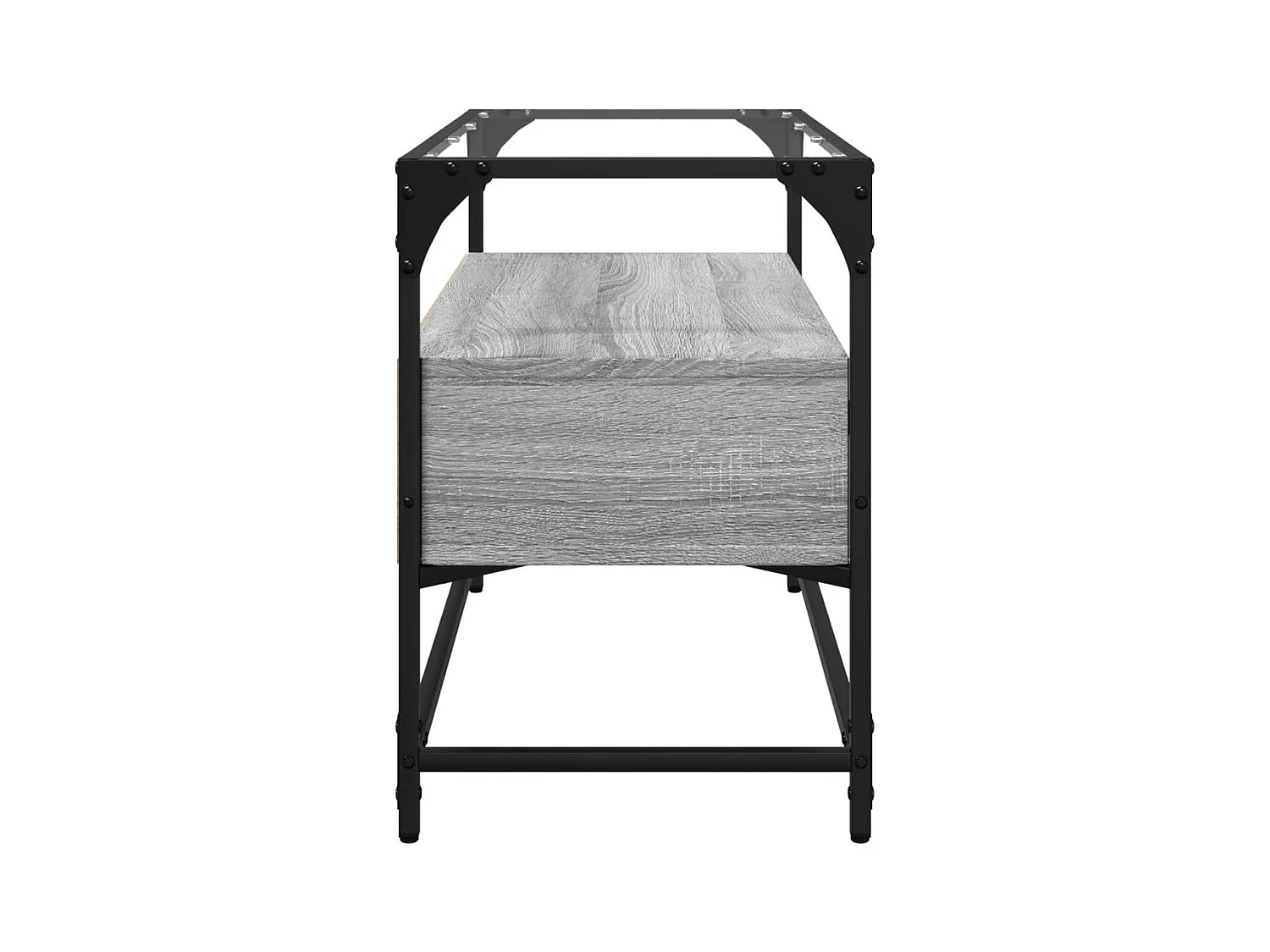 Varel  Tv-meubel met glazen blad 80x35x51 cm bewerkt hout grijs sonoma