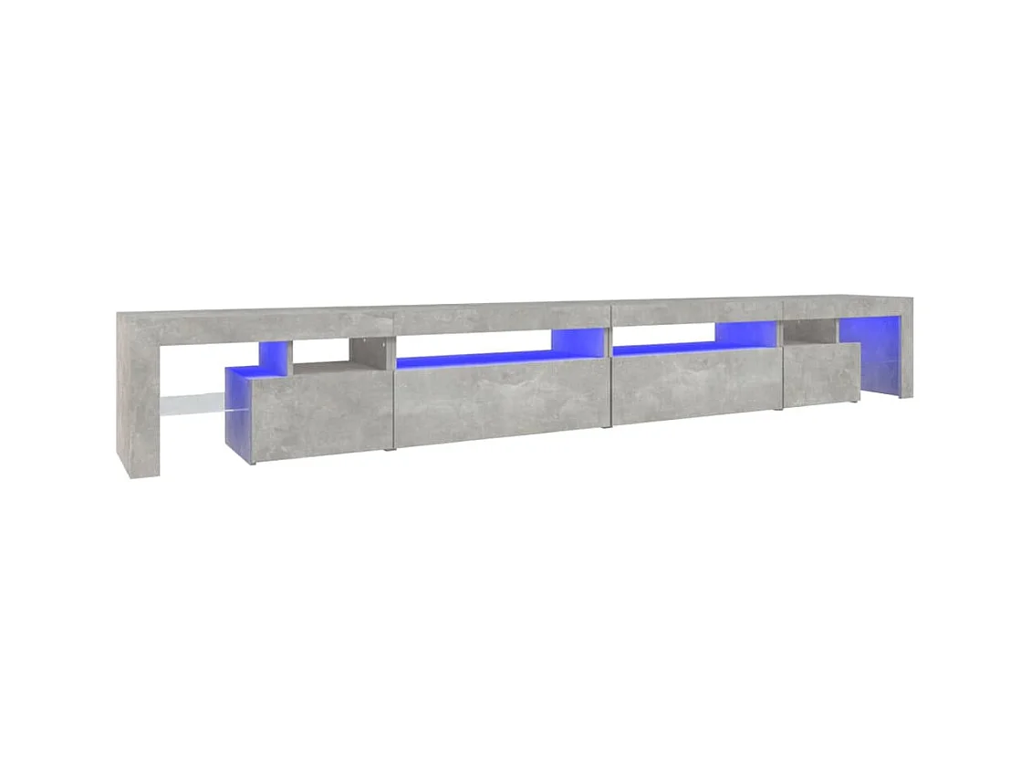 Tahlequah  Meuble TV avec lumières LED Gris béton 290x36,5x40 cm