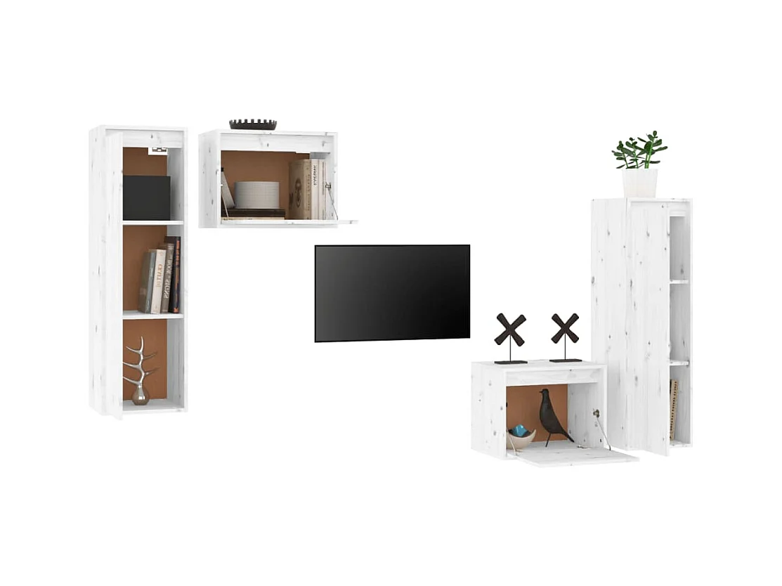 Skagen  Muebles para TV 4 piezas madera maciza de pino blanco