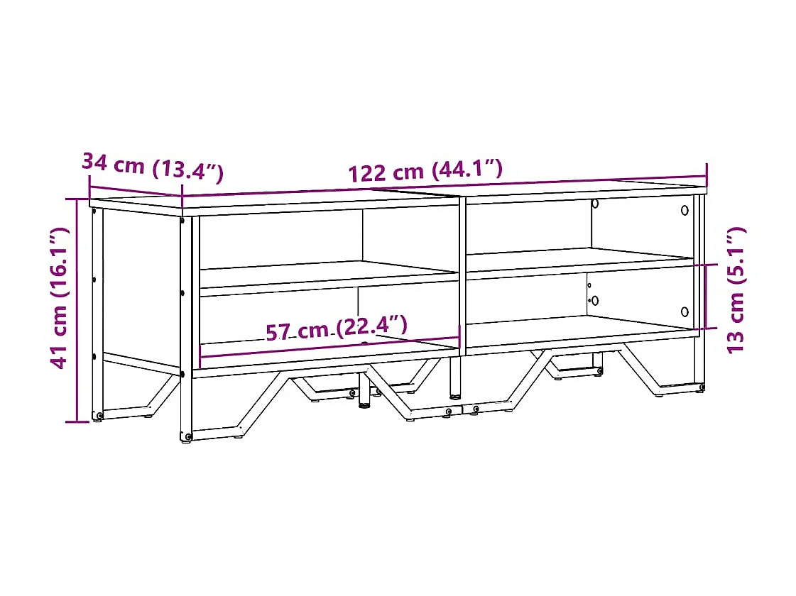 Zylar  Meuble TV chêne marron 122x34x41 cm bois d'ingénierie
