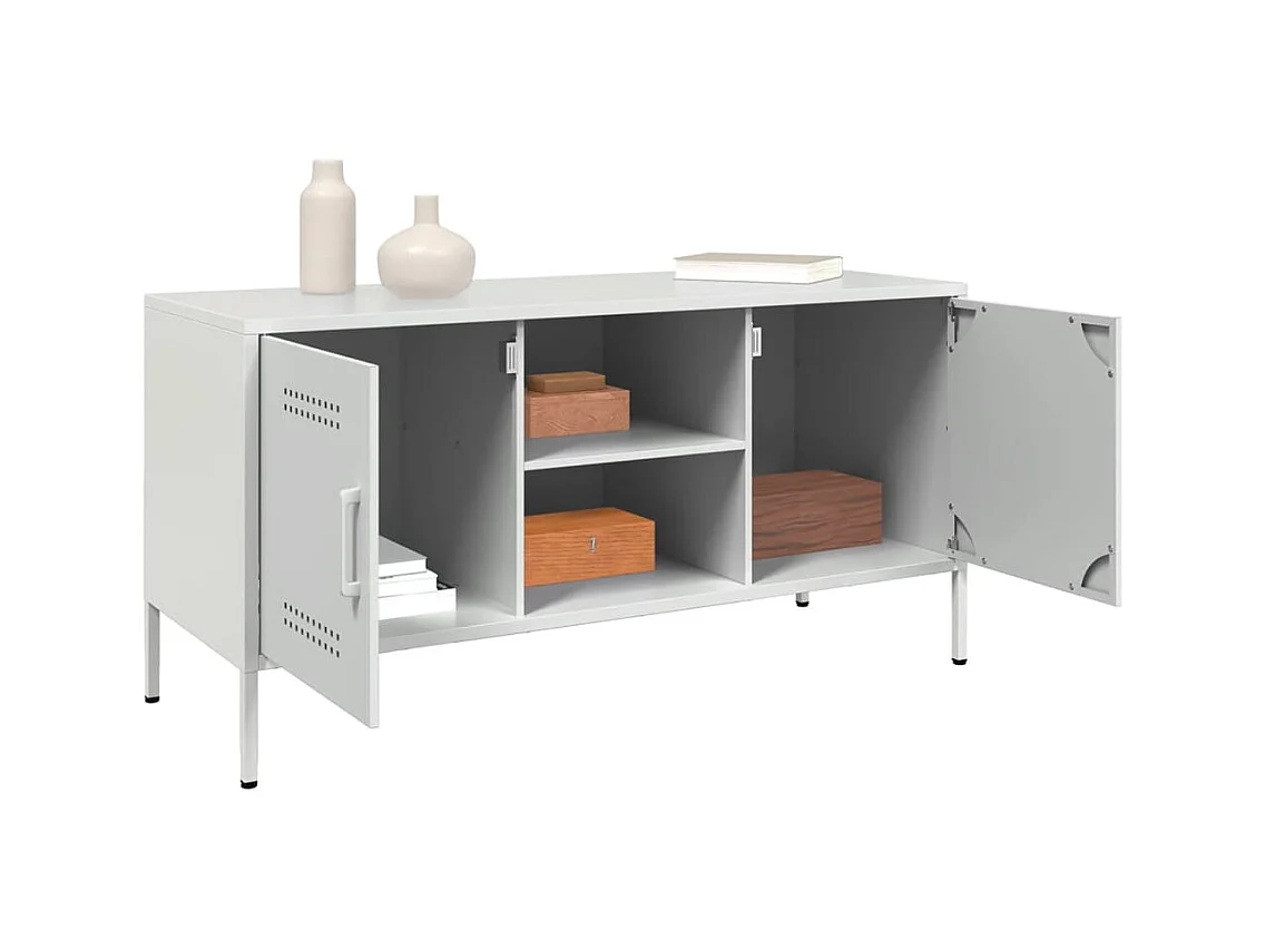 Lampasas  Meuble TV blanc 100,5x39x50,5 cm acier