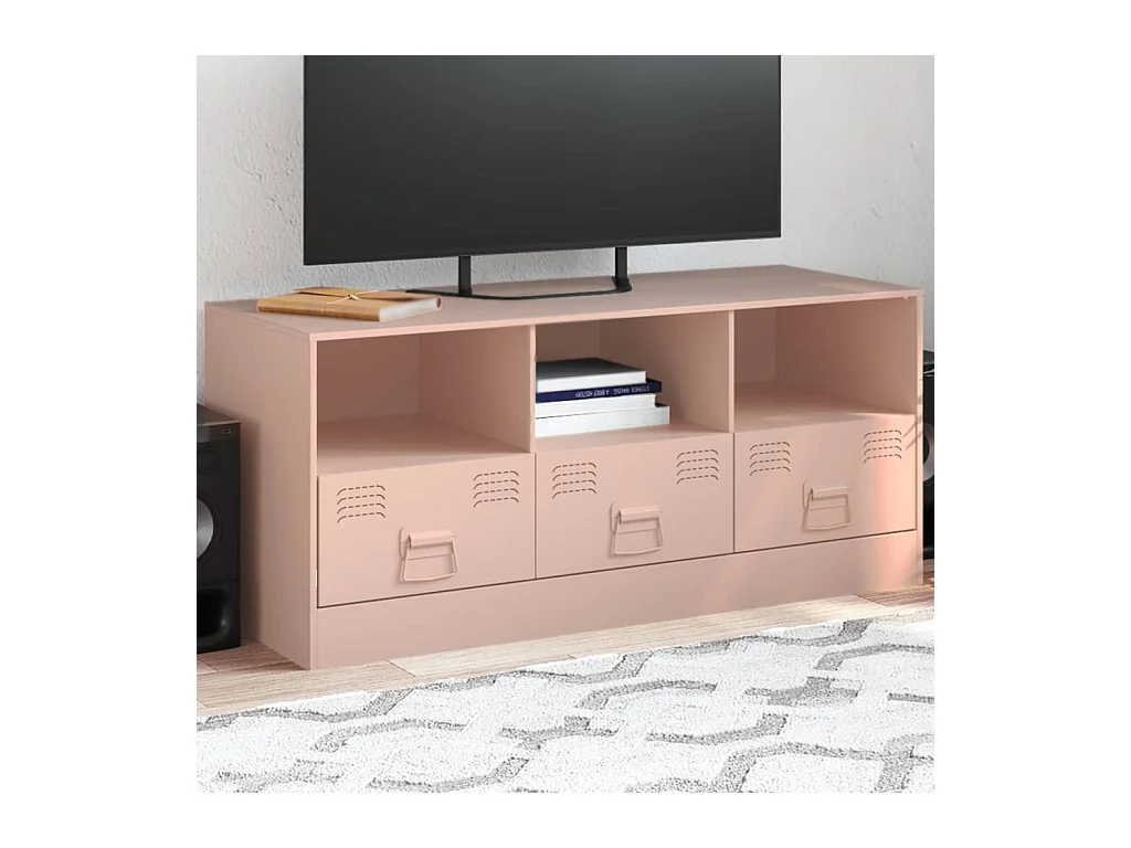 Dafina  Meuble TV rose 99x39x44 cm acier