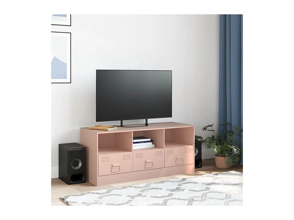 Dafina  Meuble TV rose 99x39x44 cm acier