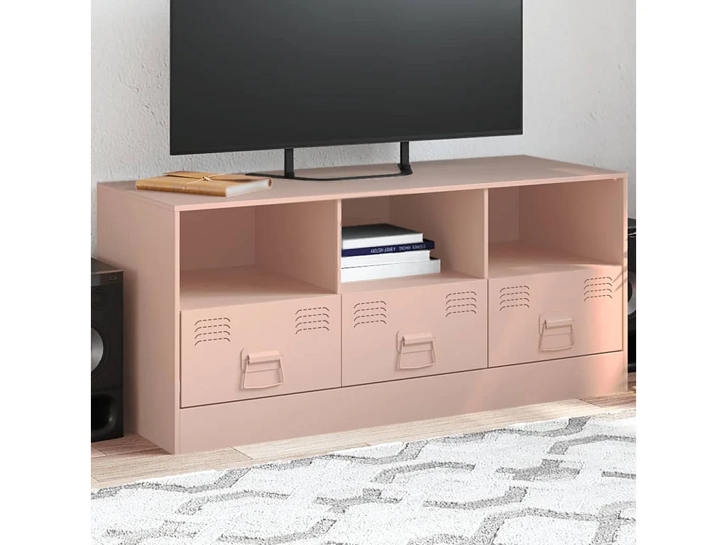 Dafina  Mueble para TV de acero rosa 99x39x44 cm