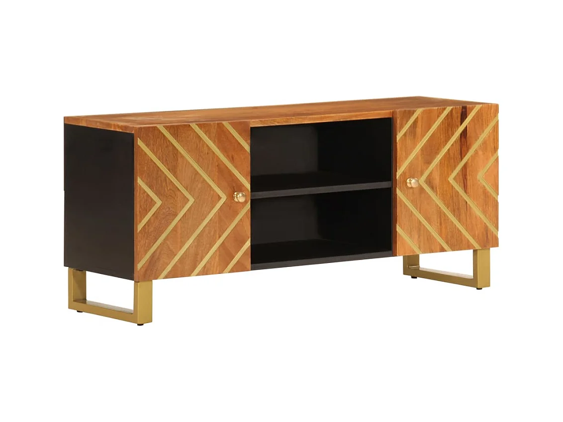 Garden Furniture -  Meuble TV marron et noir 105x33,5x46 cm bois massif manguier