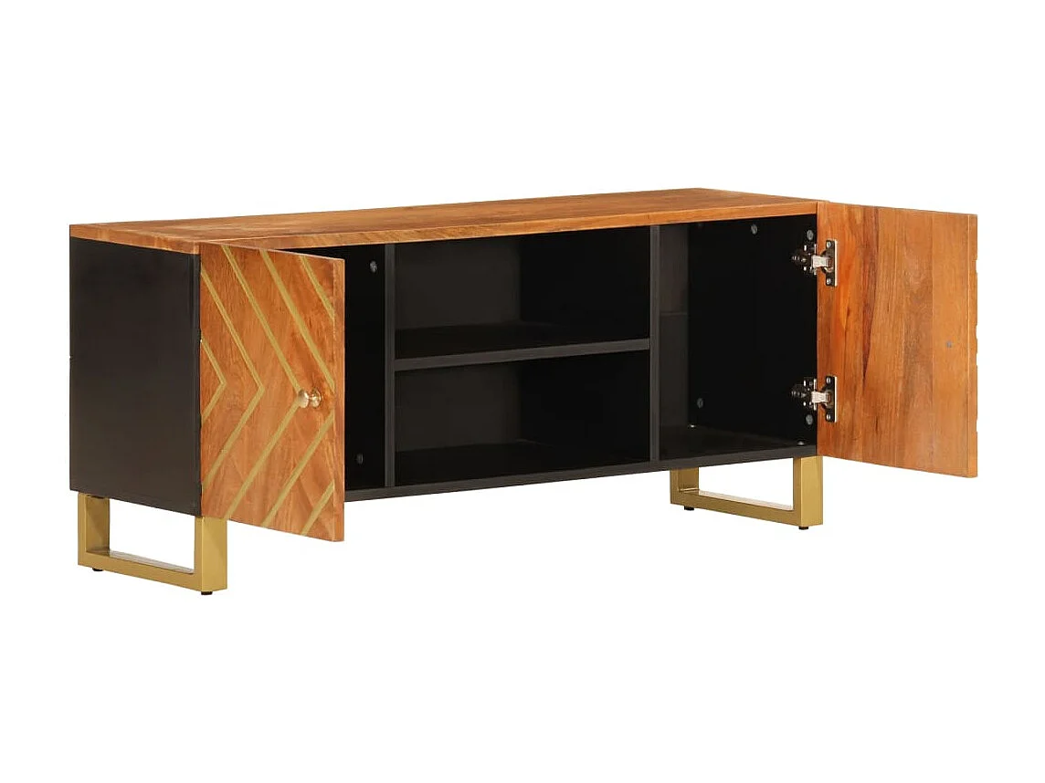 Garden Furniture -  Meuble TV marron et noir 105x33,5x46 cm bois massif manguier