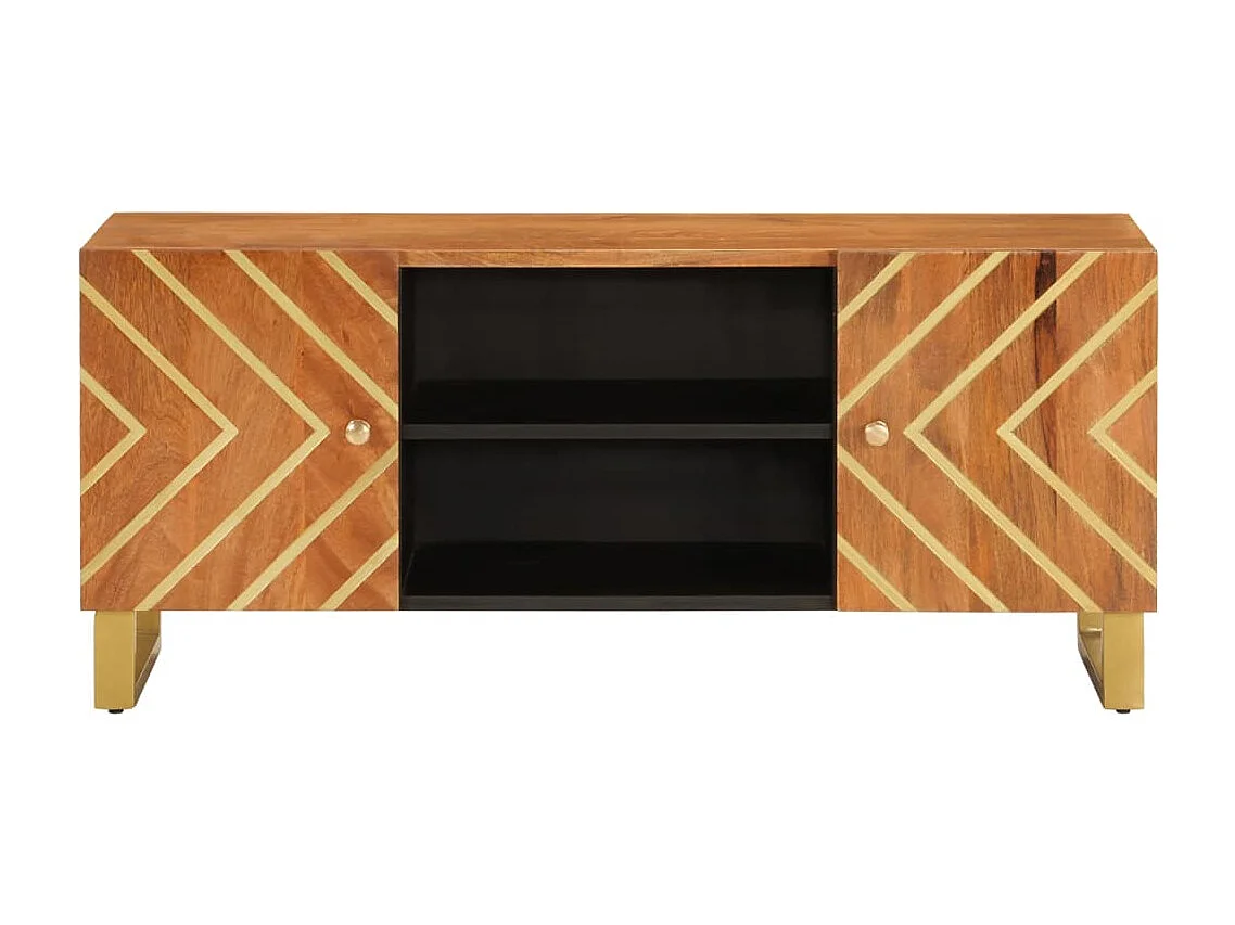 Garden Furniture -  Meuble TV marron et noir 105x33,5x46 cm bois massif manguier