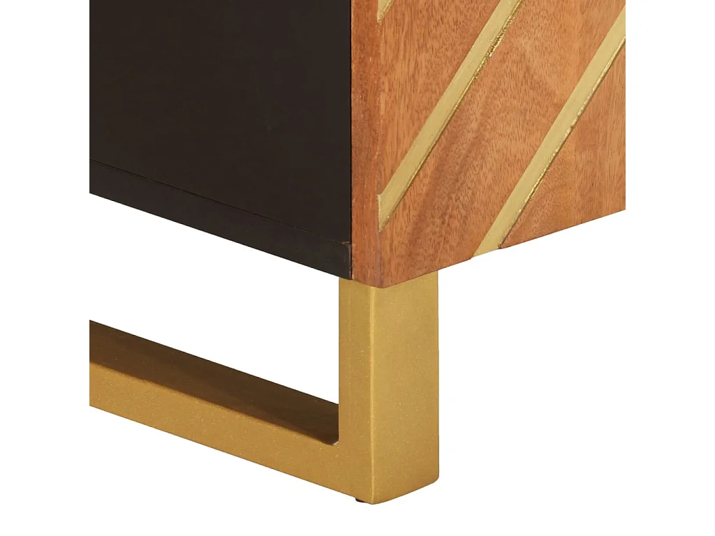 Garden Furniture -  Meuble TV marron et noir 105x33,5x46 cm bois massif manguier