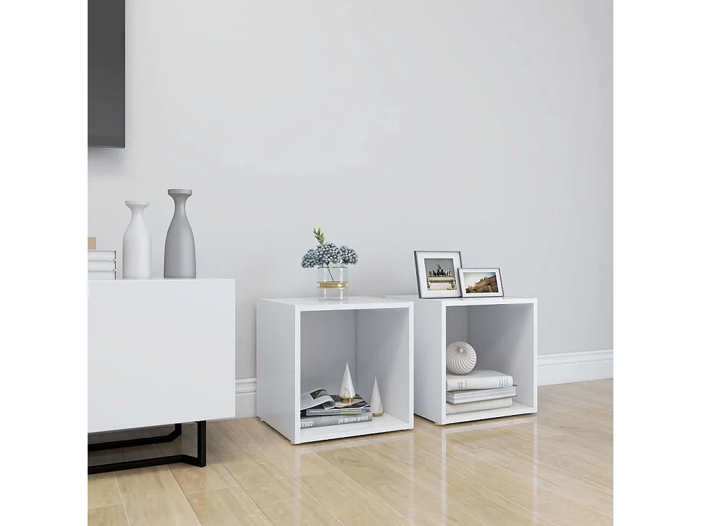 Cape Canaveral  Meubles TV 2 pcs Blanc 37x35x37 cm Bois d’ingénierie
