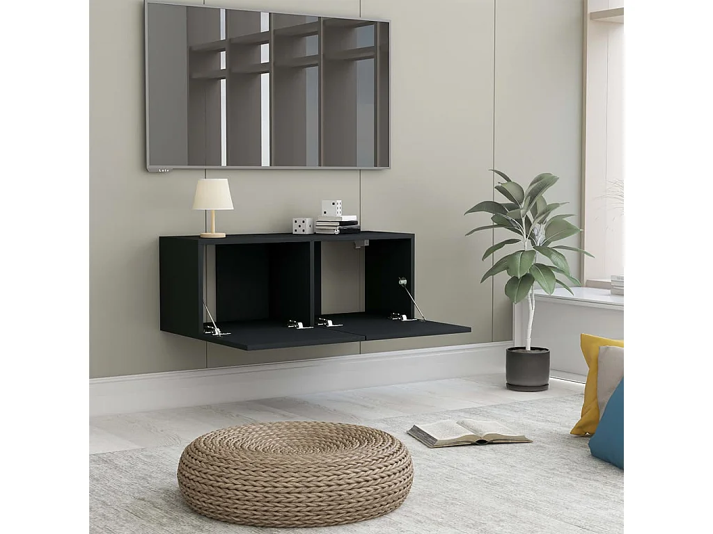 Mitchel  Tv-meubel 80x30x30 cm bewerkt hout zwart