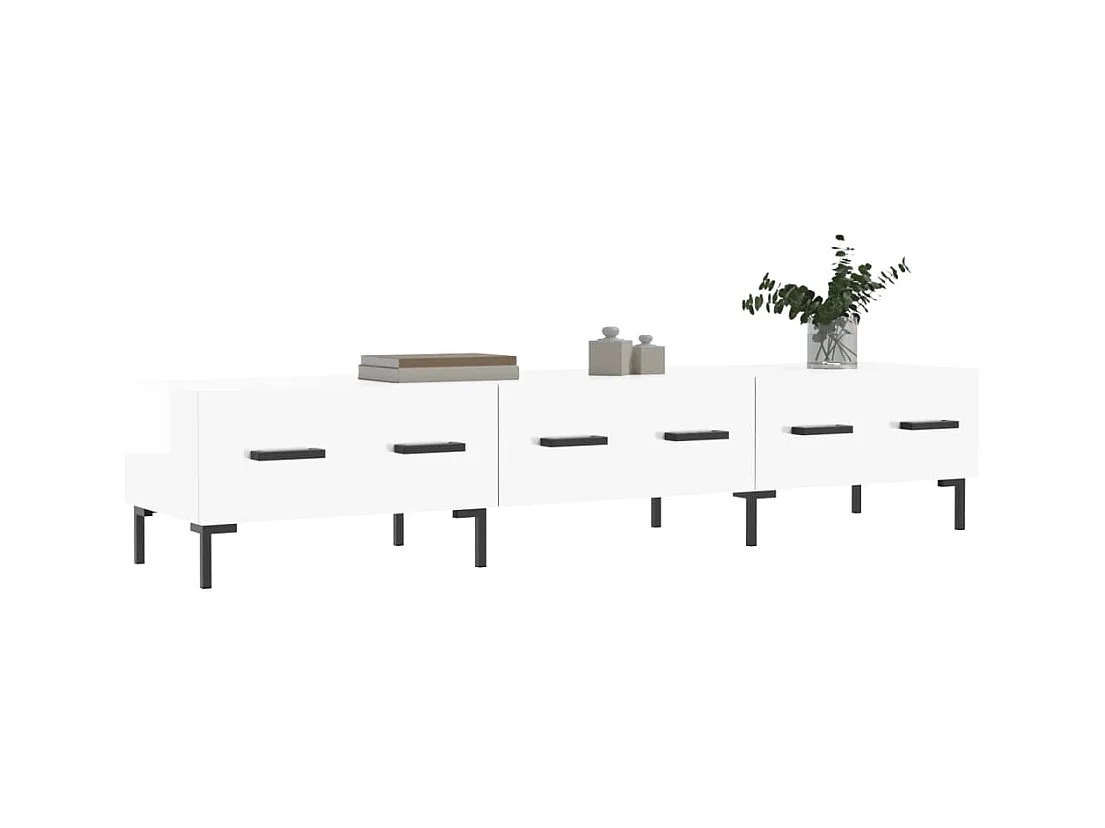 Yusufcan  Meuble TV blanc brillant 150x36x30 cm bois d'ingénierie