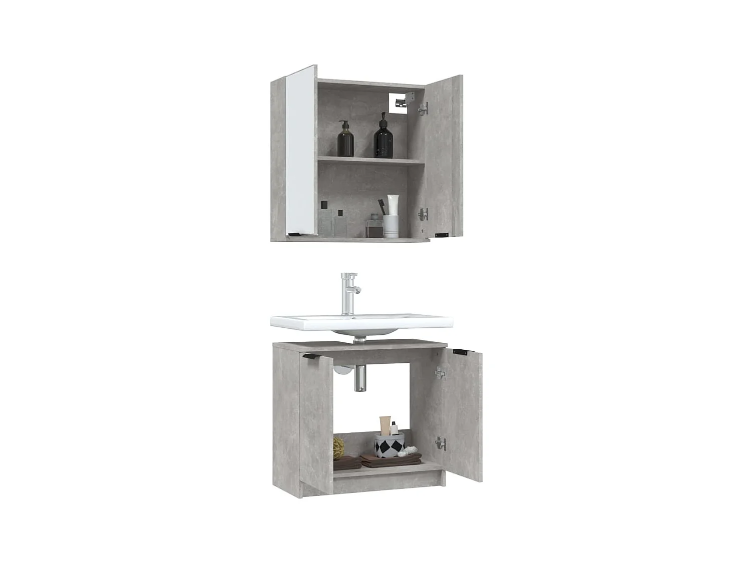 Masum  Meubles de salle de bain 2 pcs Gris béton Bois d'ingénierie