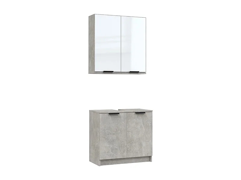 Masum  Meubles de salle de bain 2 pcs Gris béton Bois d'ingénierie