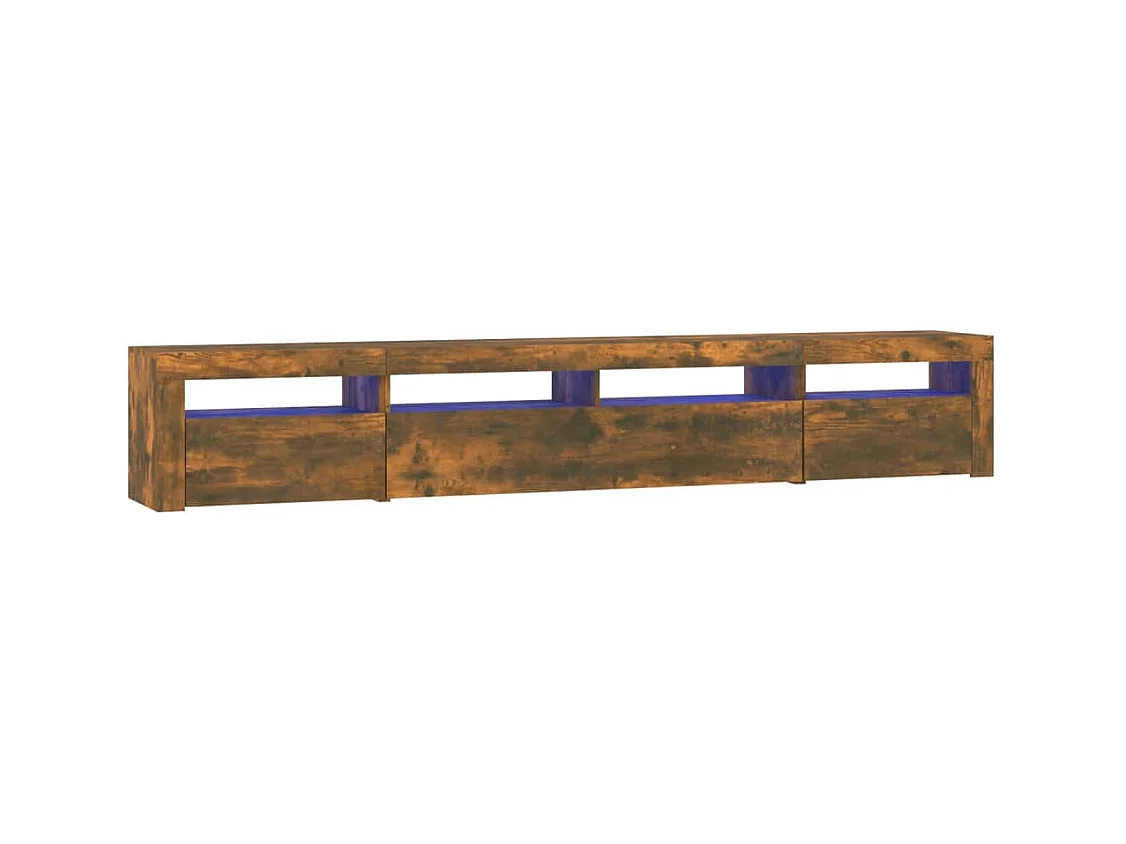 Vleteren  Meuble TV avec lumières LED Chêne fumé 240x35x40 cm