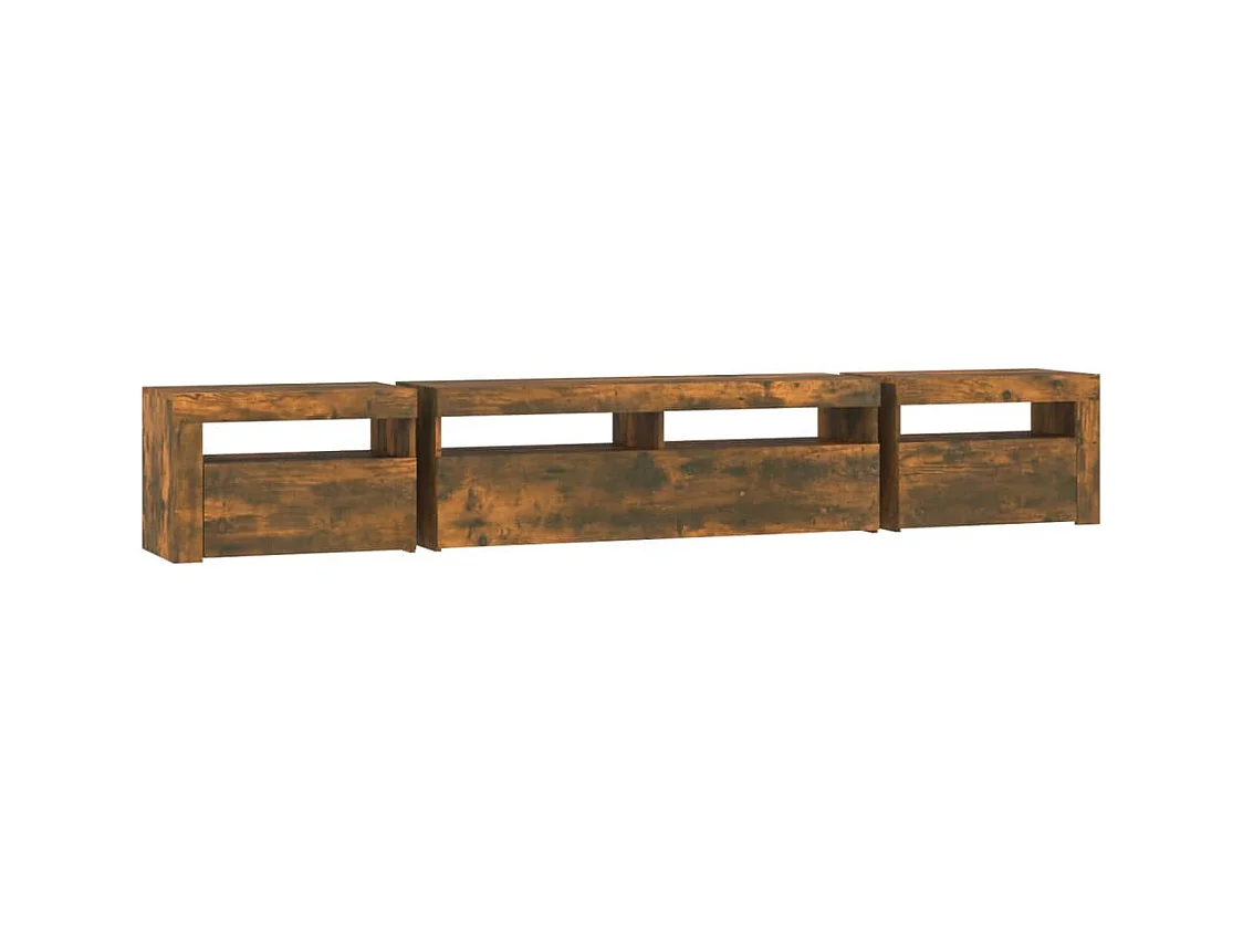 Vleteren  Meuble TV avec lumières LED Chêne fumé 240x35x40 cm