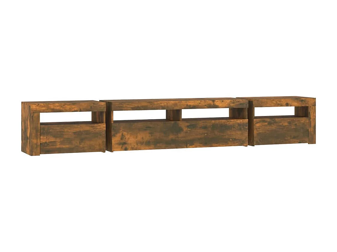 Vleteren  Meuble TV avec lumières LED Chêne fumé 240x35x40 cm