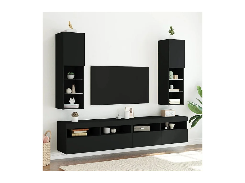 Almar  Meuble TV avec lumières LED noir 30,5x30x102 cm