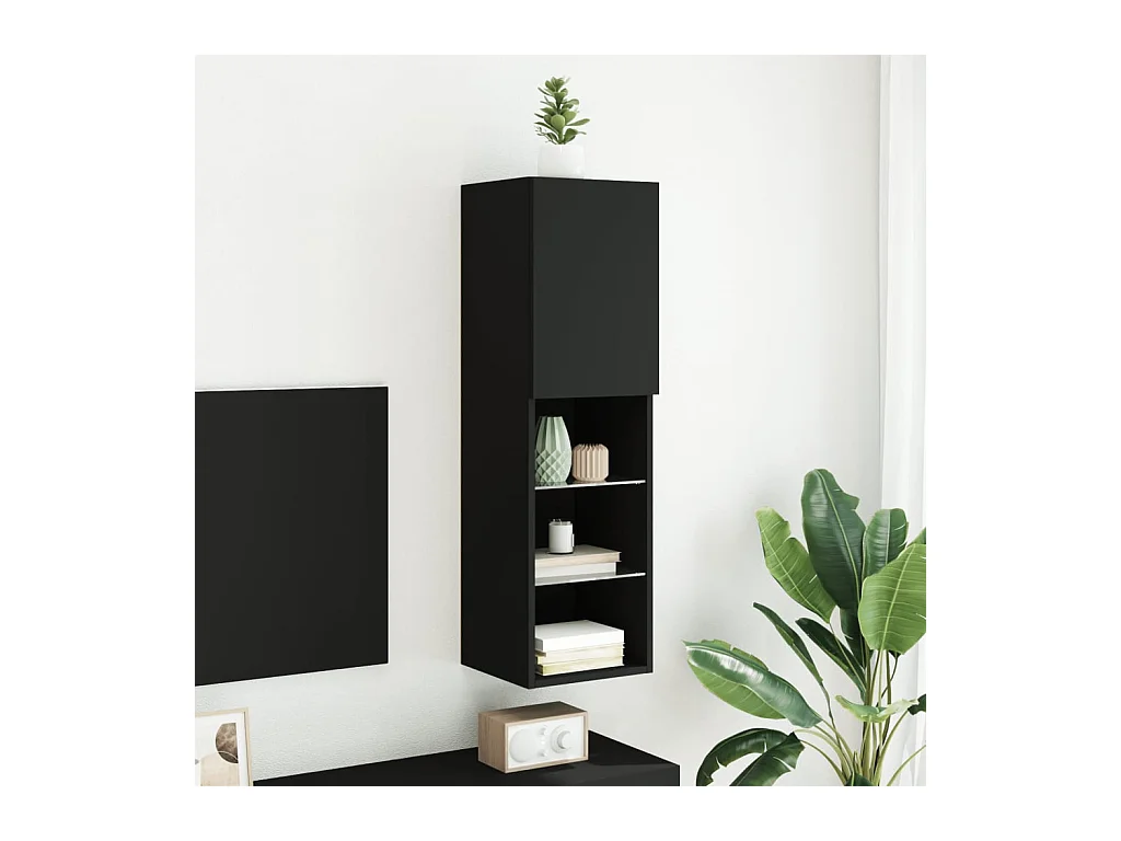 Almar  Meuble TV avec lumières LED noir 30,5x30x102 cm