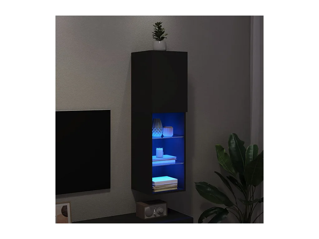 Almar  Meuble TV avec lumières LED noir 30,5x30x102 cm