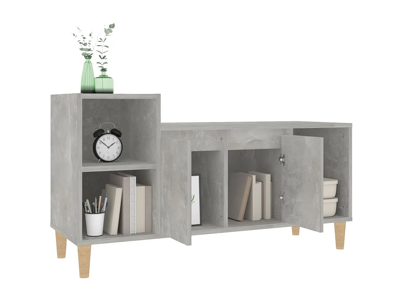 Ibtihal  Meuble TV Gris béton 100x35x55 cm Bois d'ingénierie