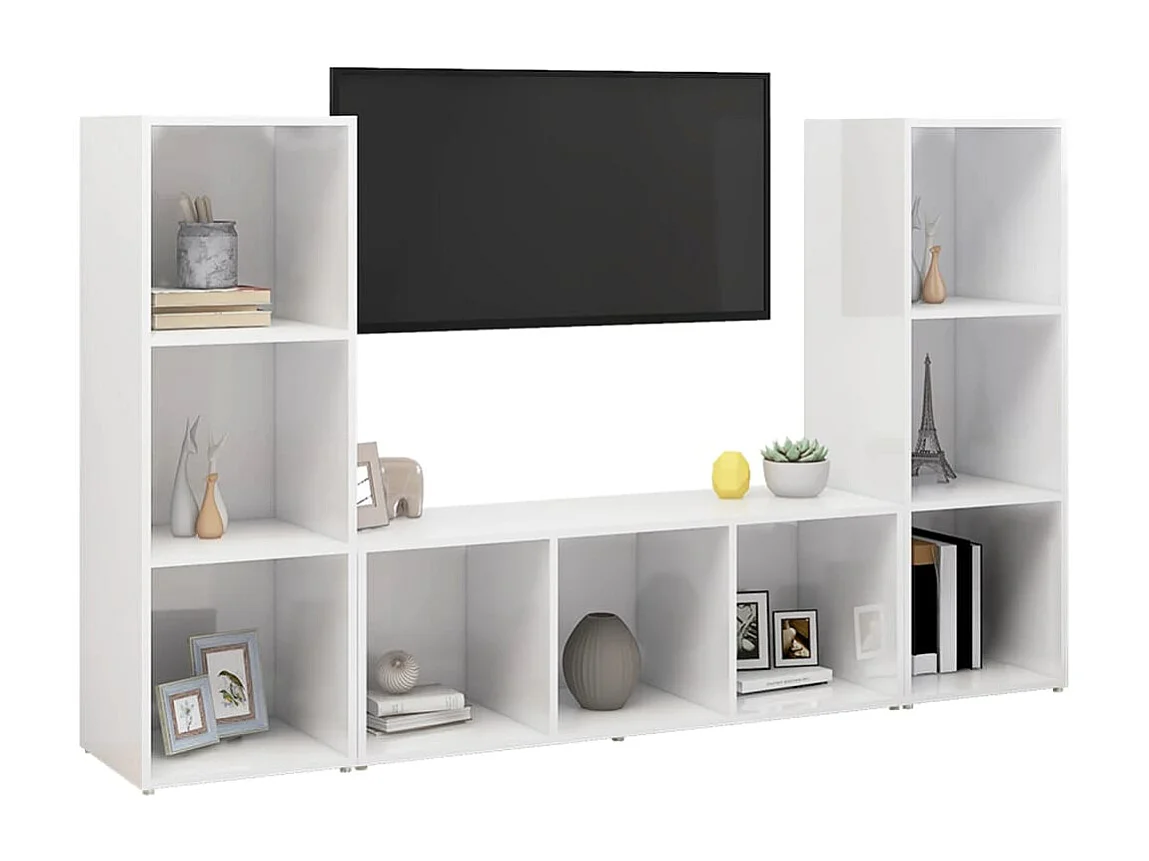 Jacques-Paul  Meubles TV 3 pcs Blanc 107x35x37 cm Bois d'ingénierie