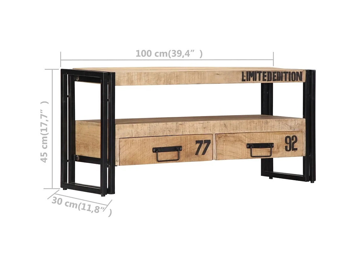 Garden Furniture -  Meuble TV 100x30x45 cm Bois de manguier massif