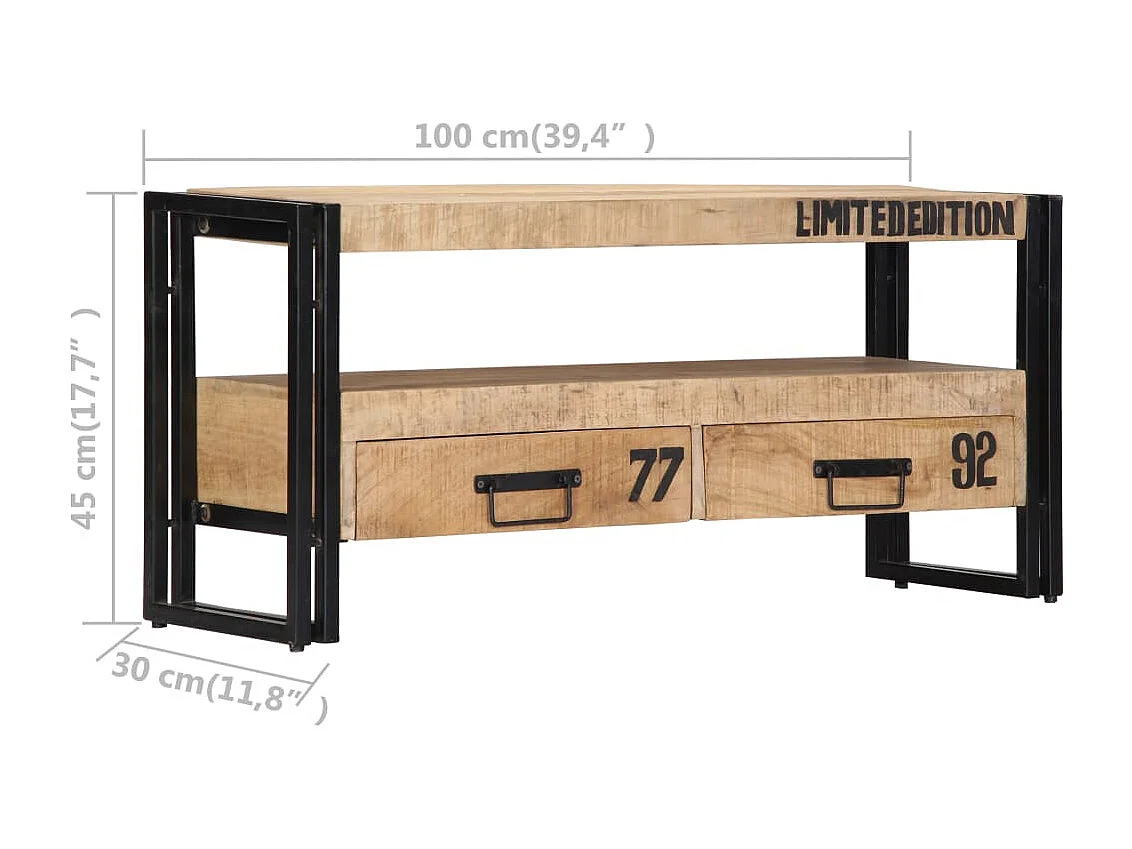 Garden Furniture -  Mueble de TV de madera maciza de mango 100x30x45 cm