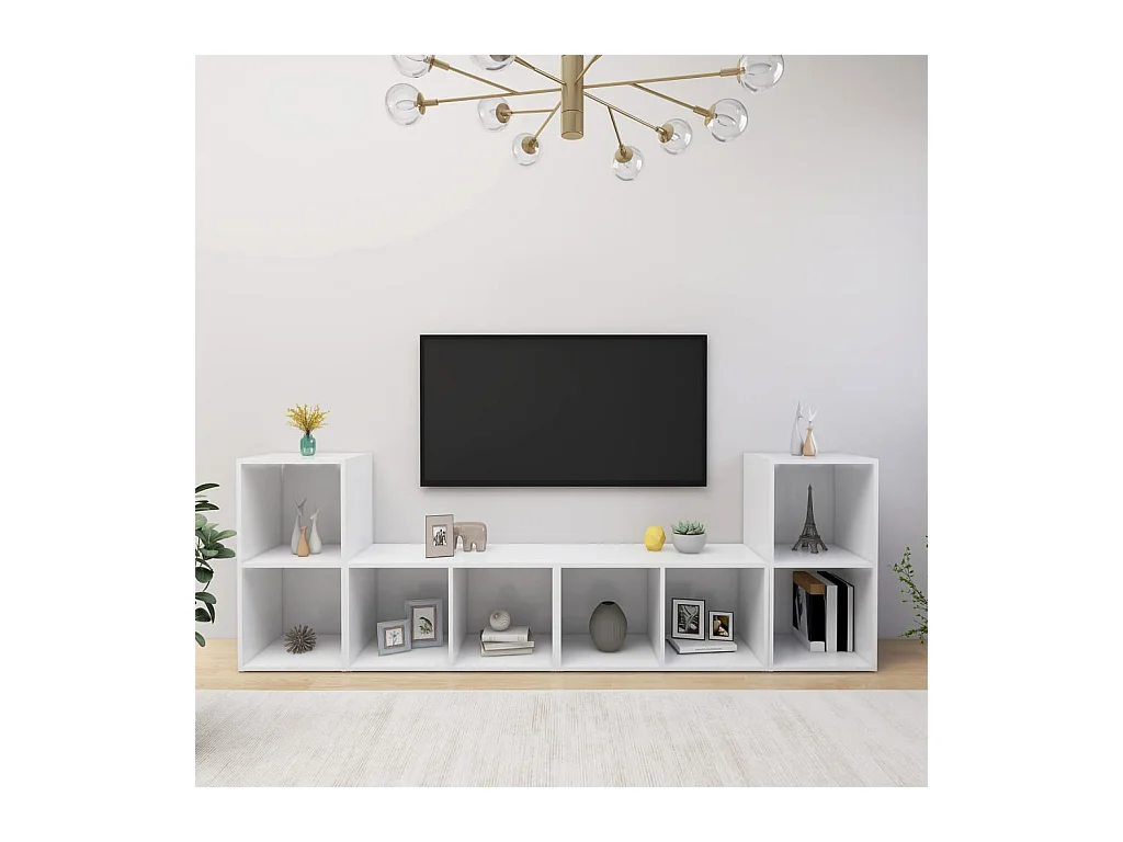 Blessington  Meubles TV 4 pcs Blanc 72x35x36,5 cm Bois d'ingénierie