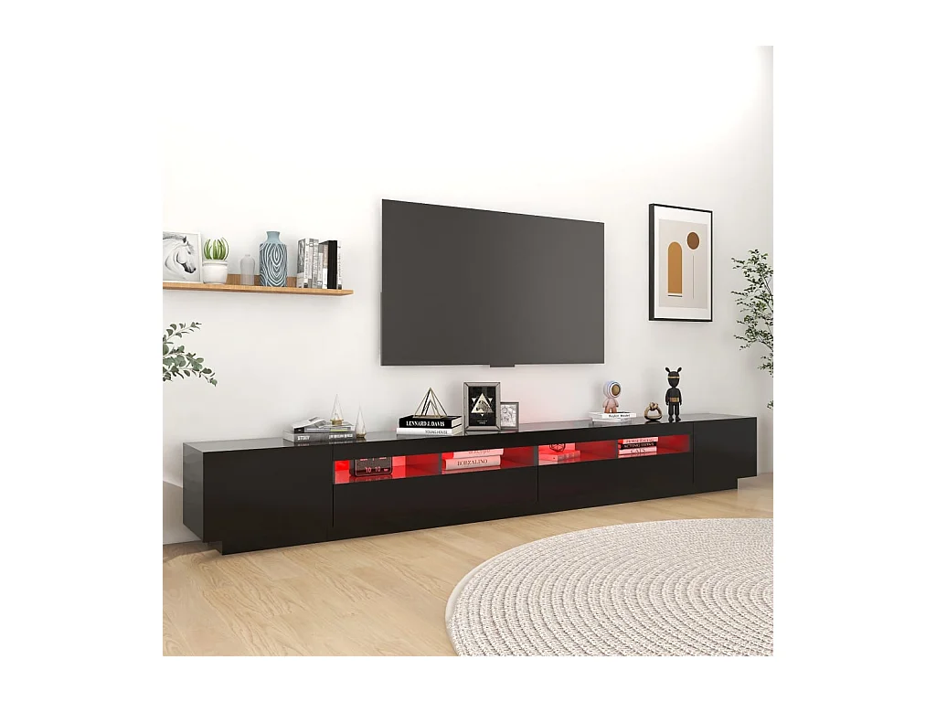 Pierre-Louis  Meuble TV avec lumières LED Noir 300x35x40 cm