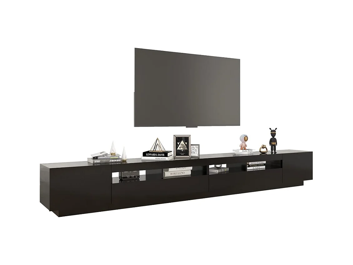 Pierre-Louis  Meuble TV avec lumières LED Noir 300x35x40 cm