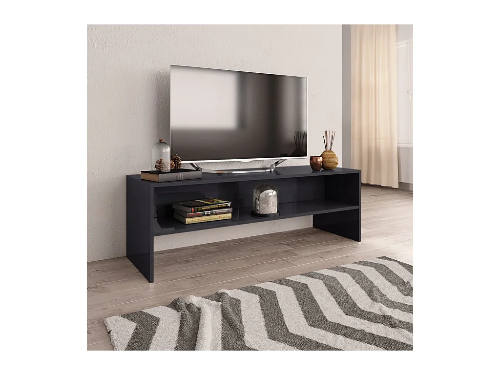 Kobe  Mueble de TV madera contrachapada gris brillante 120x40x40 cm