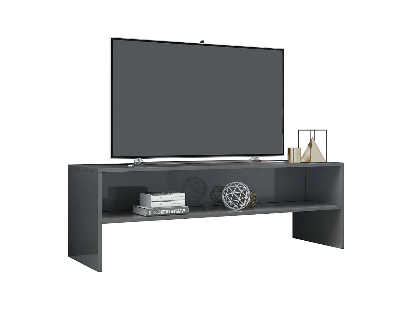 Kobe  Mueble de TV madera contrachapada gris brillante 120x40x40 cm