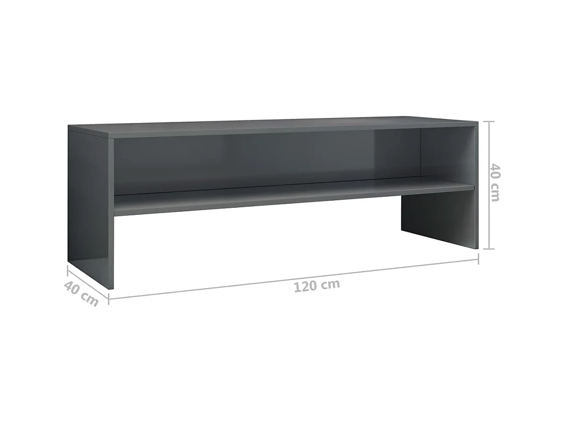 Kobe  Mueble de TV madera contrachapada gris brillante 120x40x40 cm