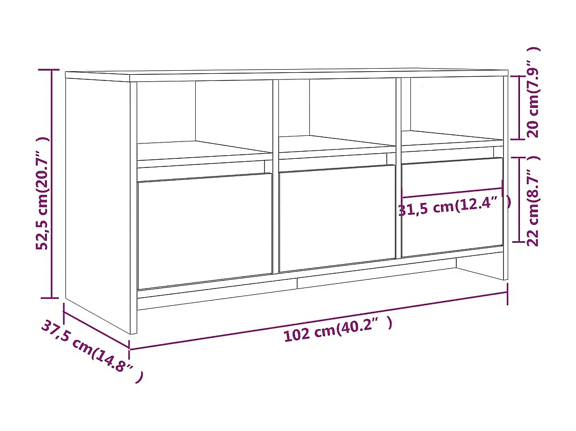 Skorva  Meuble TV Chêne fumé 102x37,5x52,5 cm Bois d'ingénierie