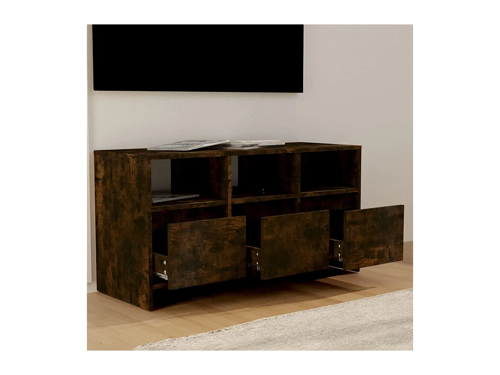 Skorva  Meuble TV Chêne fumé 102x37,5x52,5 cm Bois d'ingénierie