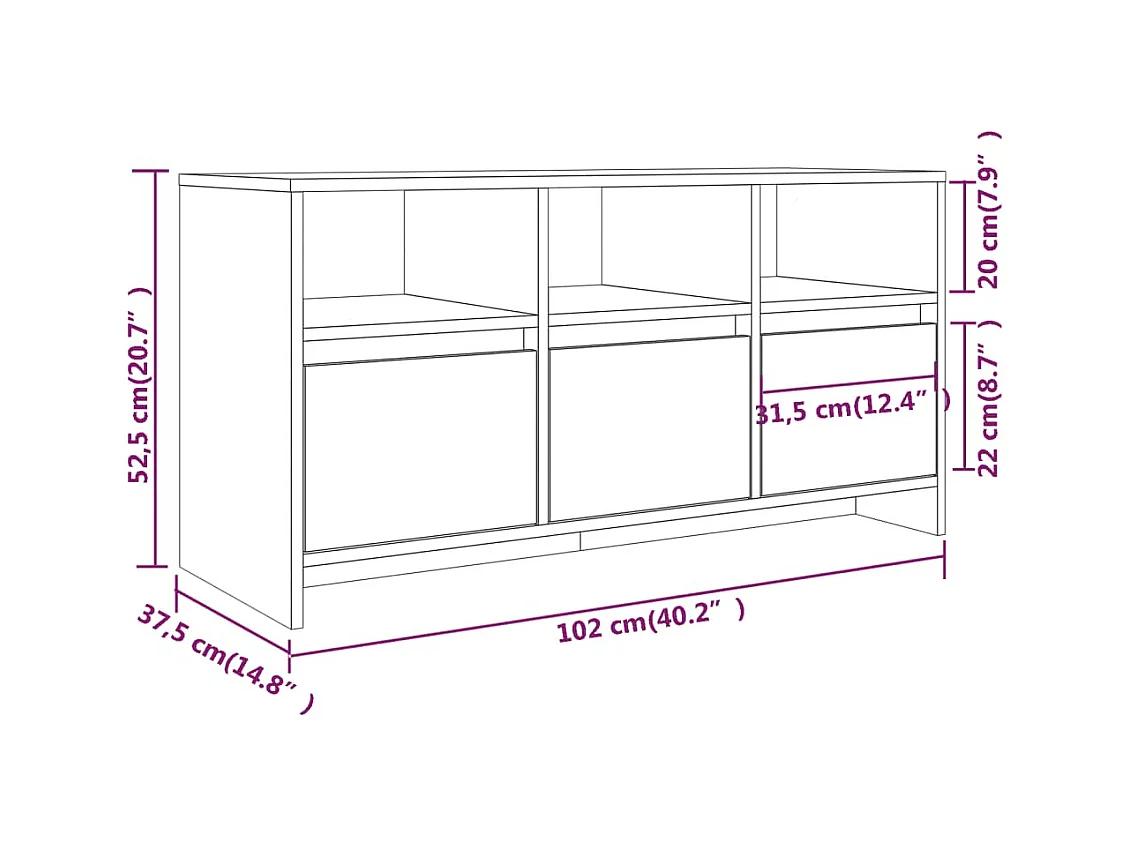 Skorva  Meuble TV Chêne fumé 102x37,5x52,5 cm Bois d'ingénierie