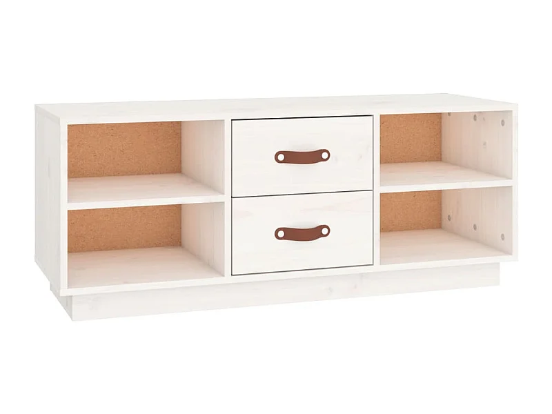Malindra  Meuble TV Blanc 100x34x40 cm Bois de pin massif