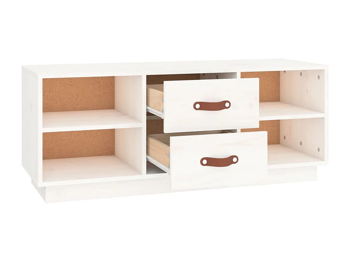 Malindra  Meuble TV Blanc 100x34x40 cm Bois de pin massif